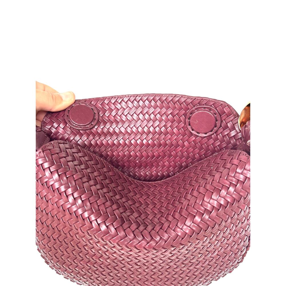AMANU Zambia Oxblood Woven Leather Purse Handbag Burgundy Clutch Small - Picture 10 of 14